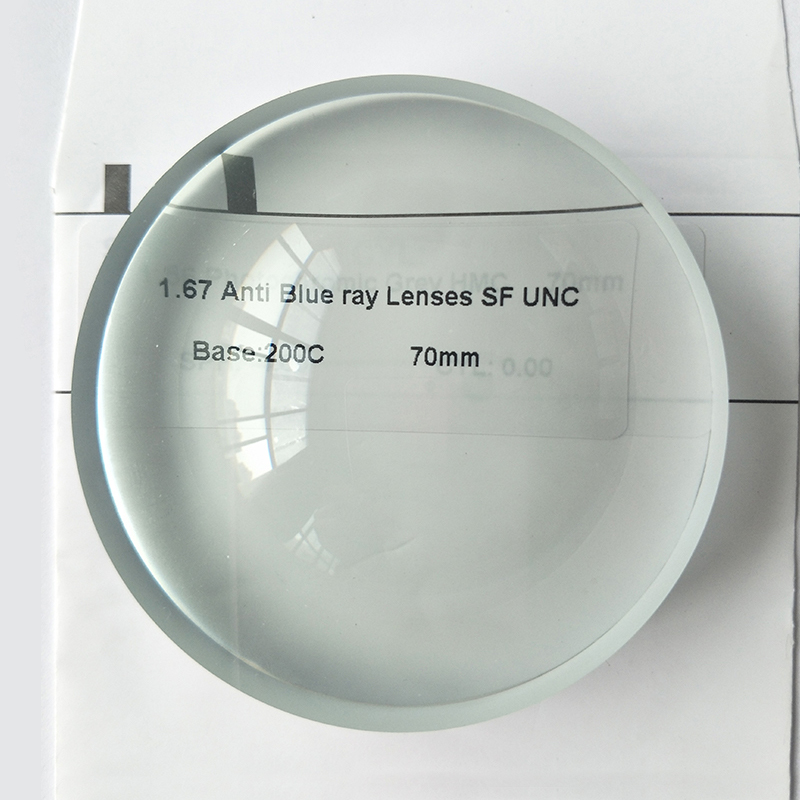 Lente de visão única de bloco azul semi-acabado 1.67